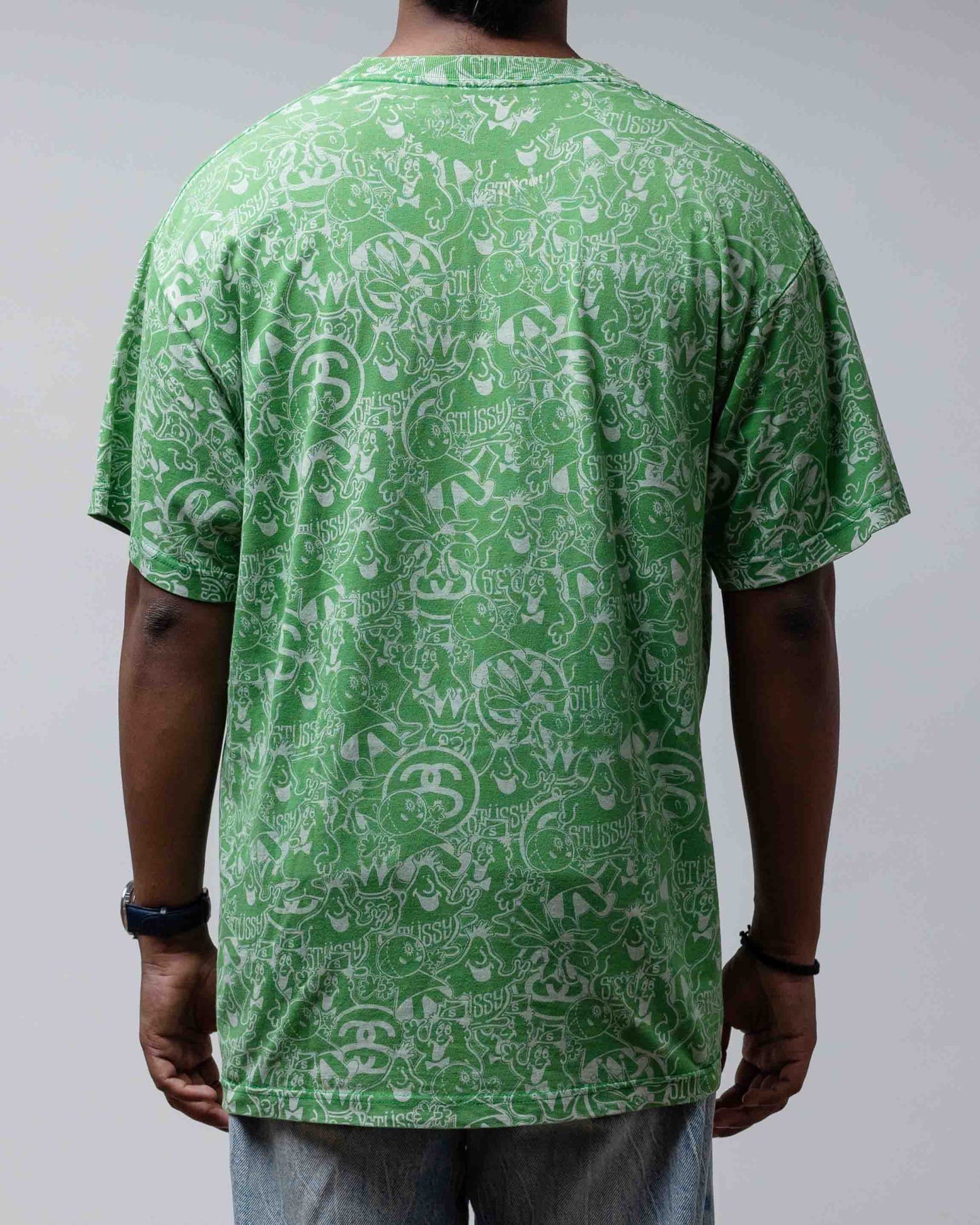 VINTAGE STUSSY AOP TEE GREEN