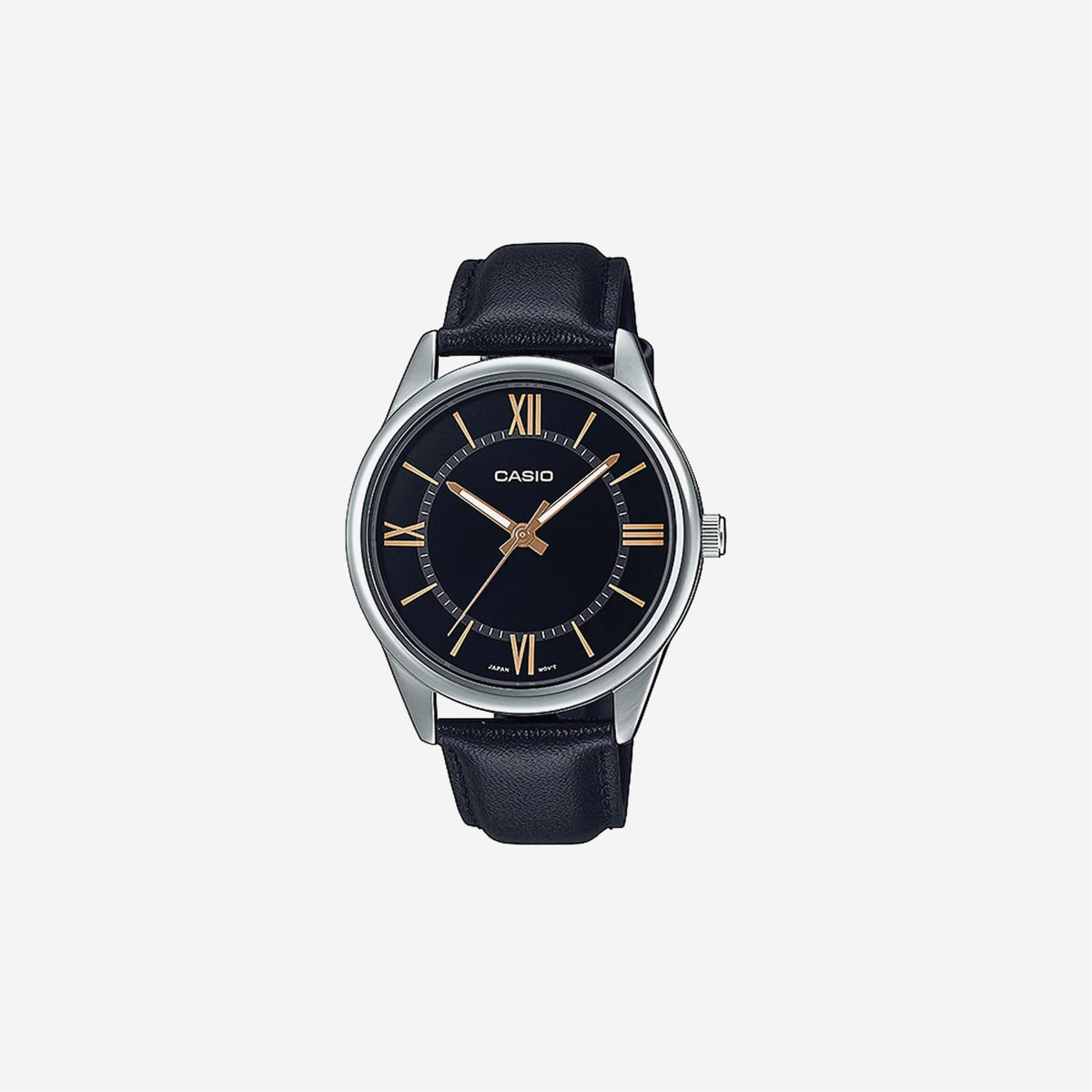 Casio MTP-V005L-1B5 Standard Analog Black Leather Band Roman Black Dial Watch