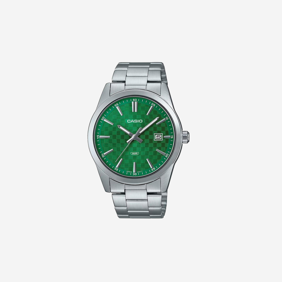 Casio MTP-VD03D-3A1 Standard Stanless Steel Green Dial 3-Hand Analog Watch