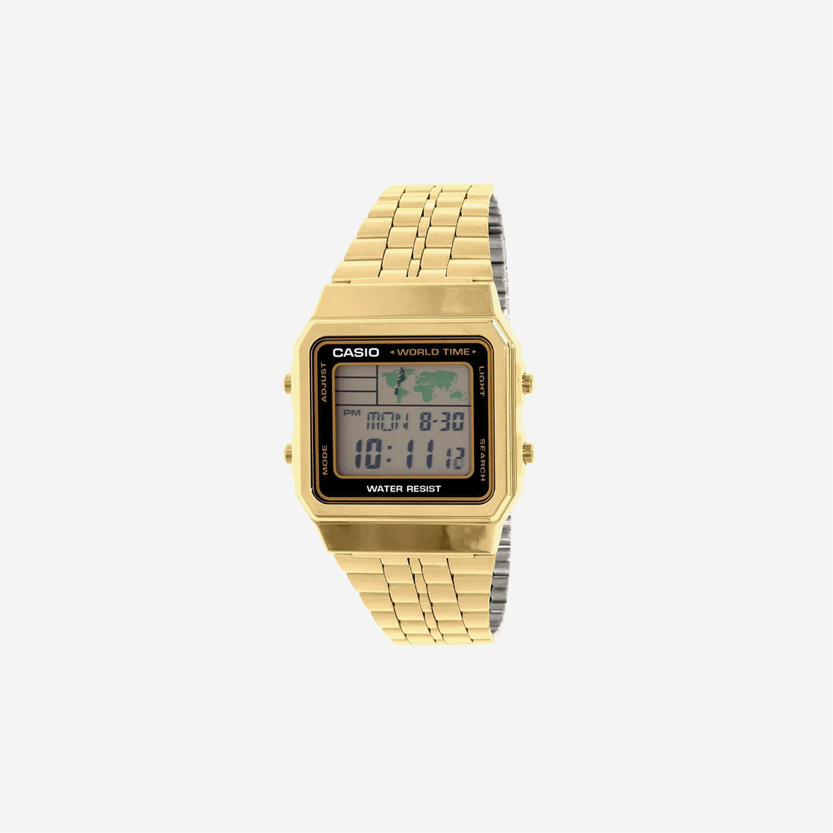 Casio A500WGA-1D Vintage Collection Gold Tone Alarm Chronograph World Time Digital Watch