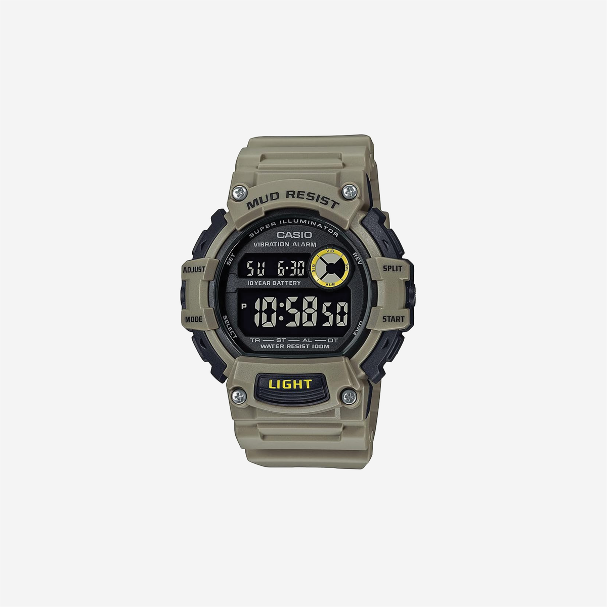 Casio TRT110H 100M WR 1-100 SEC Stop Watch LED Light Mud Resistant Low Temp Resistant Auto Calendar Dual Time Vibration Daily Alarm 10 Year Battery Digital Watch