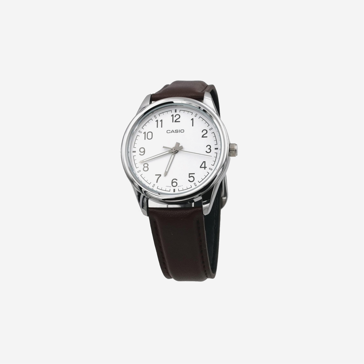Casio MTP-V005L-7B4 Brown Leather Band White Numbers Dial Casual Analog Watch