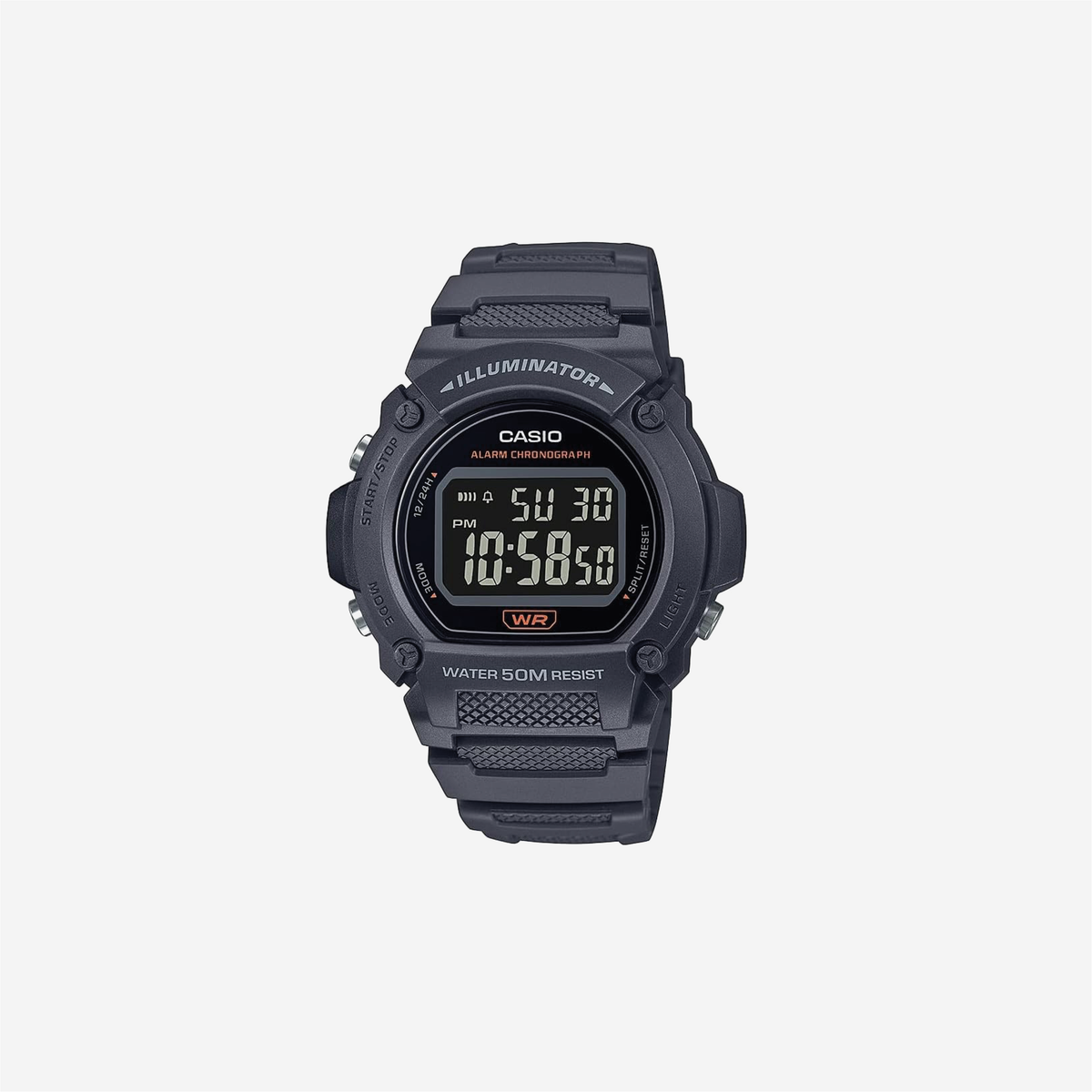 Casio W219H Series / Digital Watch / 50M WR / LED Illuminator / 100 SEC Chronograph / 1/100 SEC Stopwatch / Daily Alarm / Hourly Time Signal / Auto Calendar / 7 Year Battery