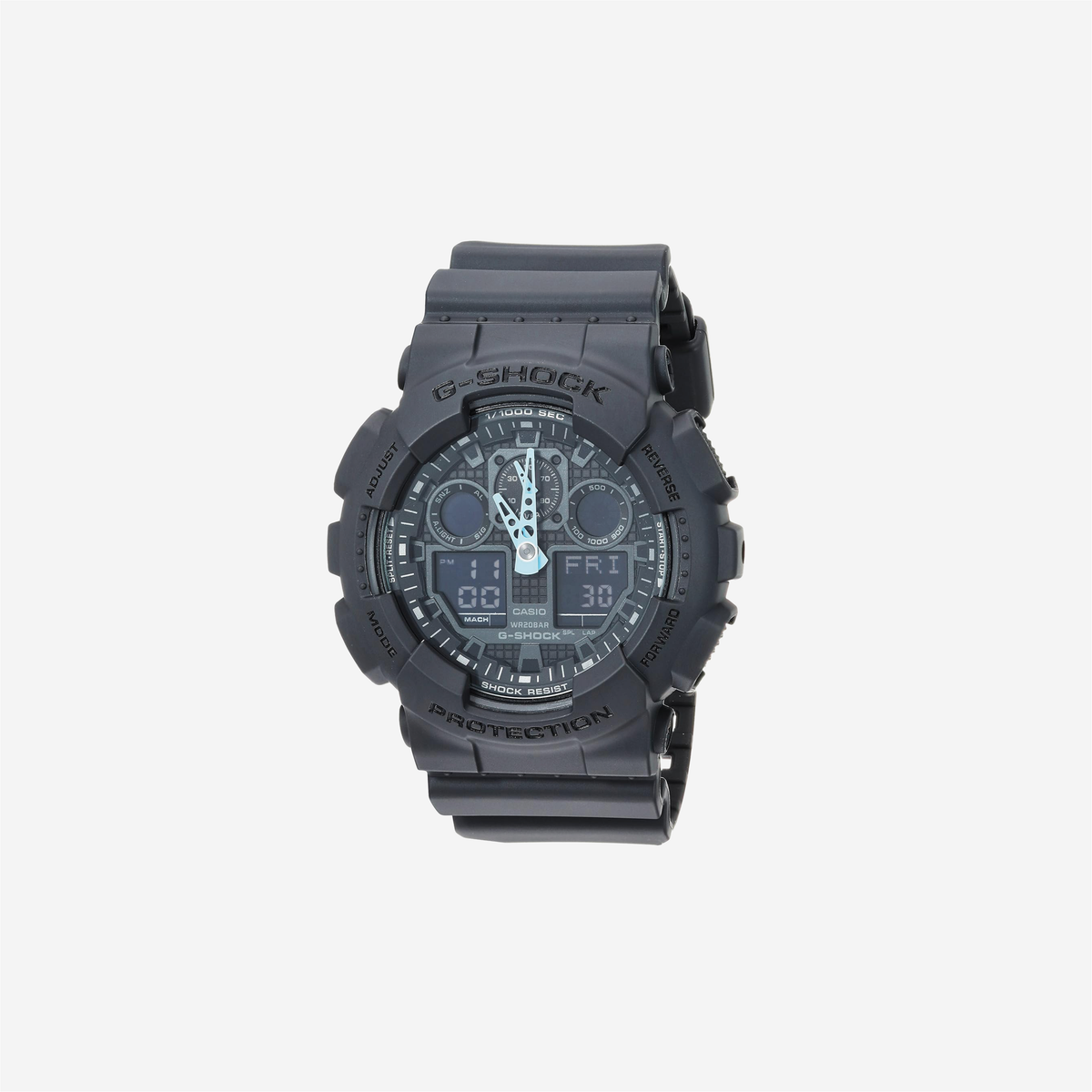 Casio G-Shock Analog-Digital Watch GA-100C-8ACR, Grey/Neon Blue