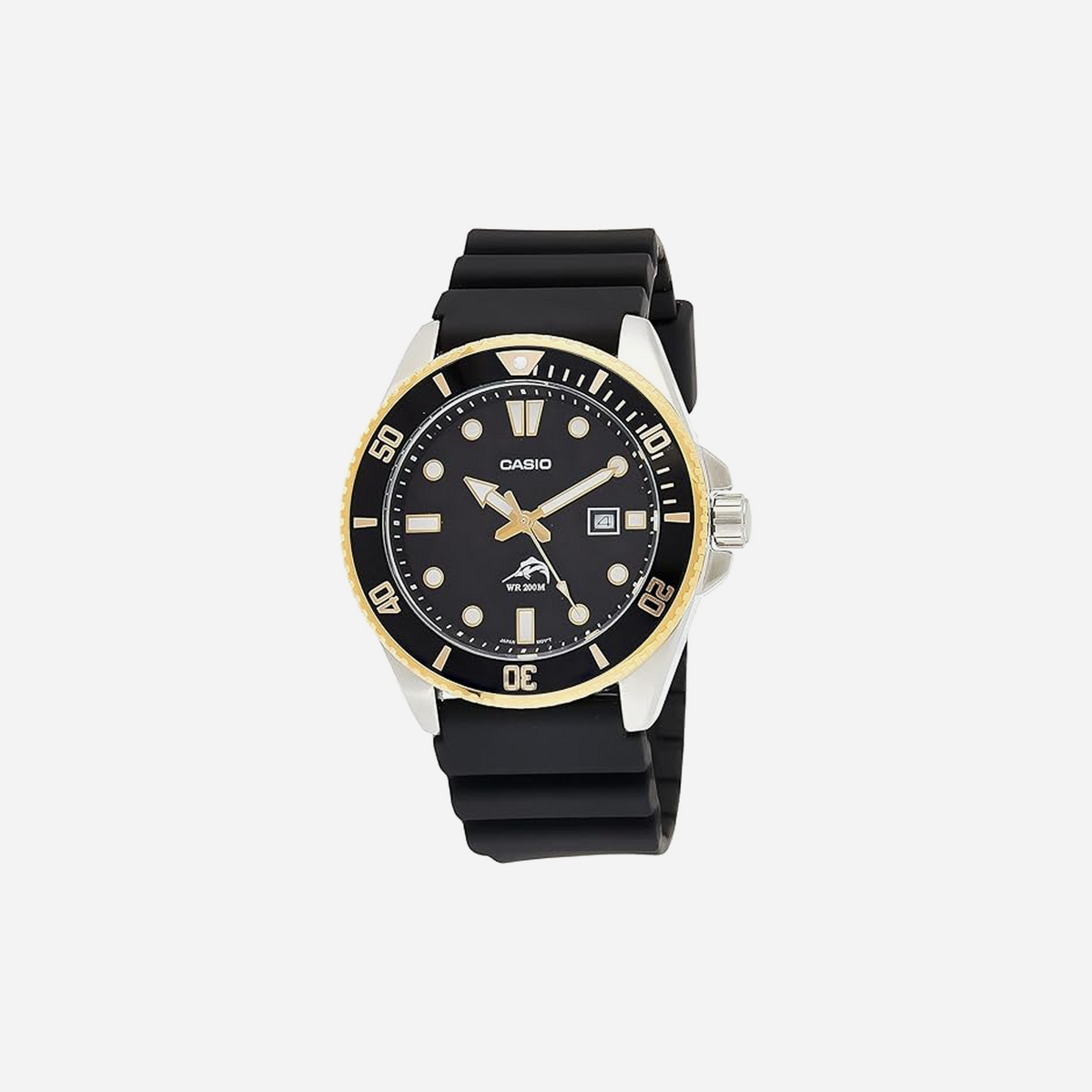 Casio MDV-106G-1AVCF Series Black Dial Black-Gold Case Resin Band Analog Watch
