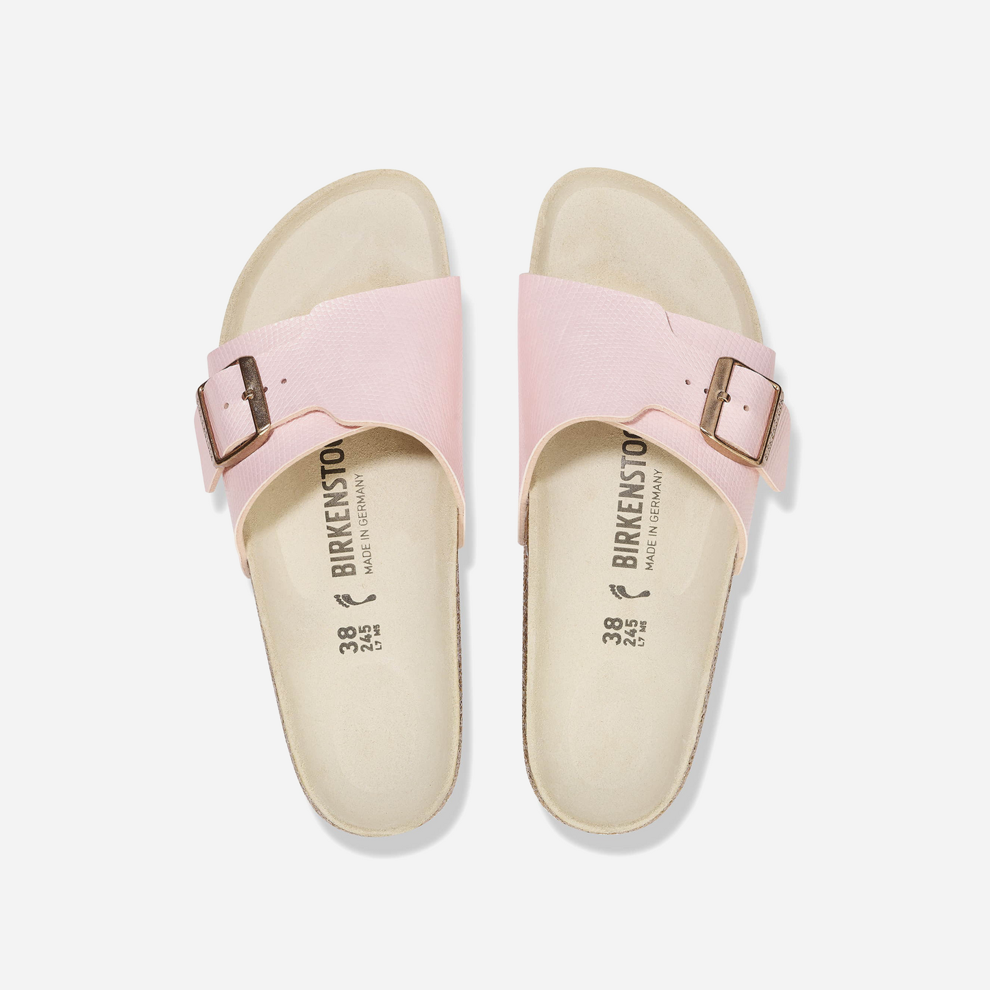 Birkenstock Catalina Birko-Flor Embossed Pink Pink/BF Shiny Lizard Light Rose