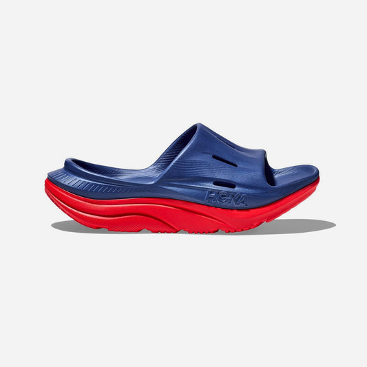 Hoka Ora Recovery Slide 3 'Bellwether Blue Red Alert'