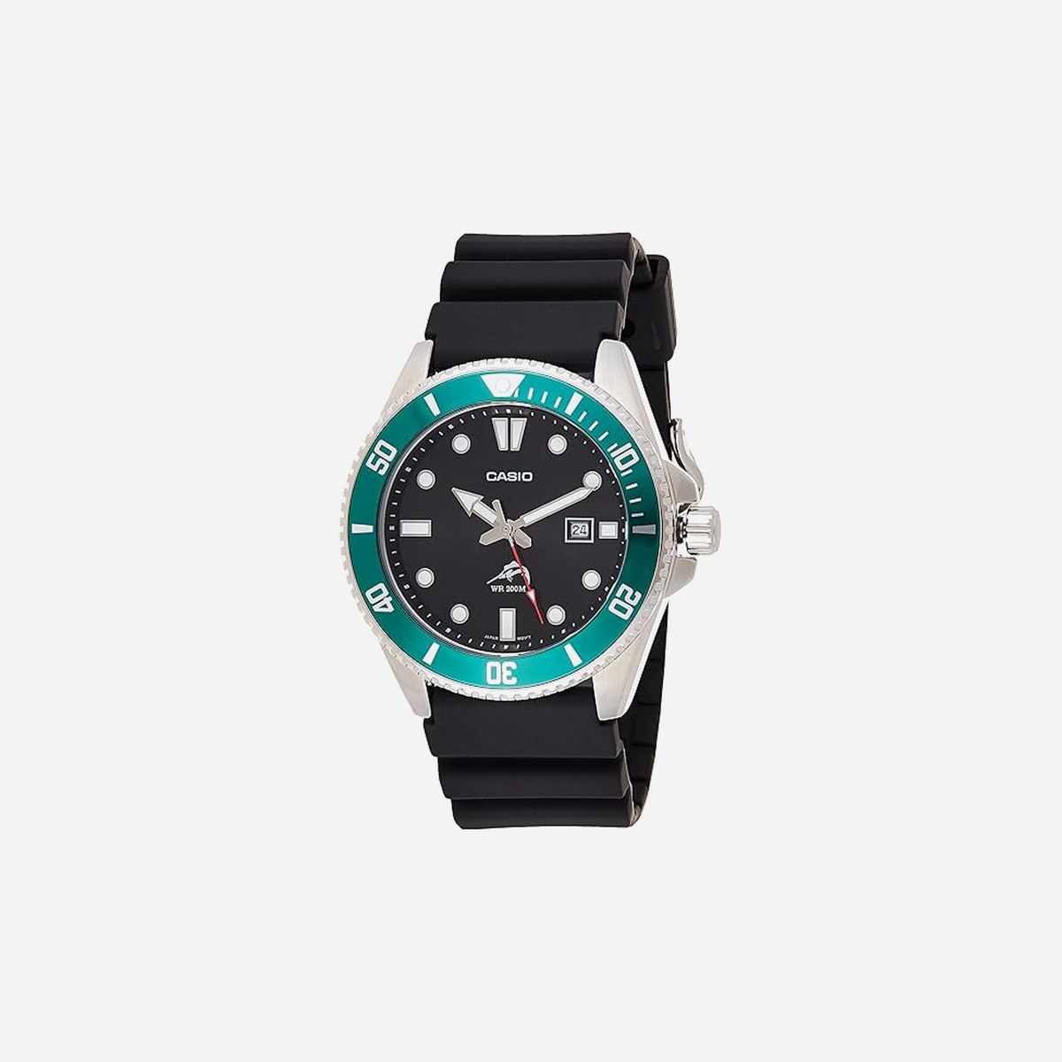 Casio MDV-106B-1A3VCF Series Black Dial Green Case Resin Band Analog Watch
