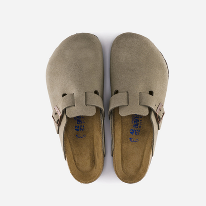 Birkenstock Boston Soft Footbed Suede Leather Gray Gray/Taupe