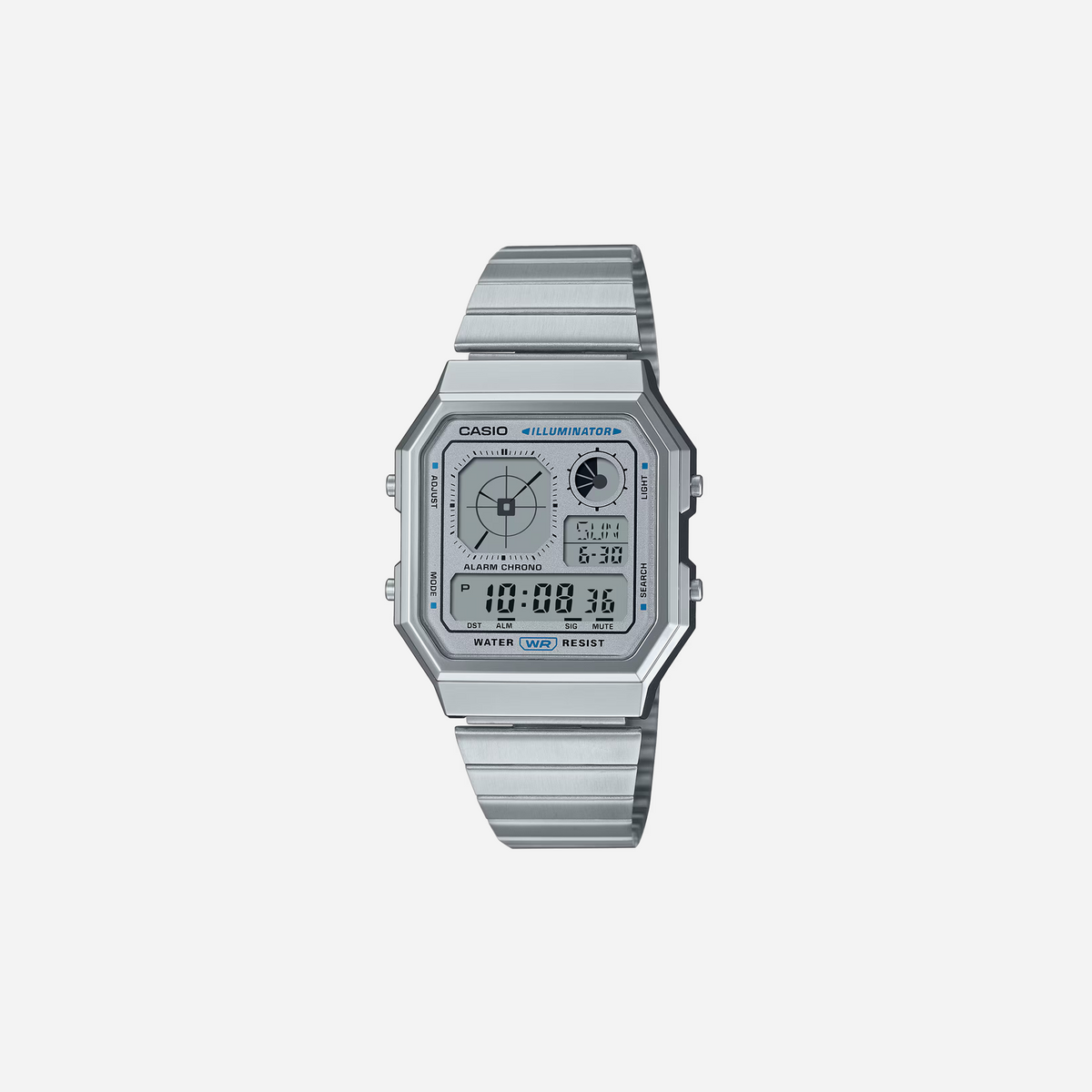 Casio Vintage A130WE-7ADF Quartz Silver Dial Digital Stainless Steel Watch