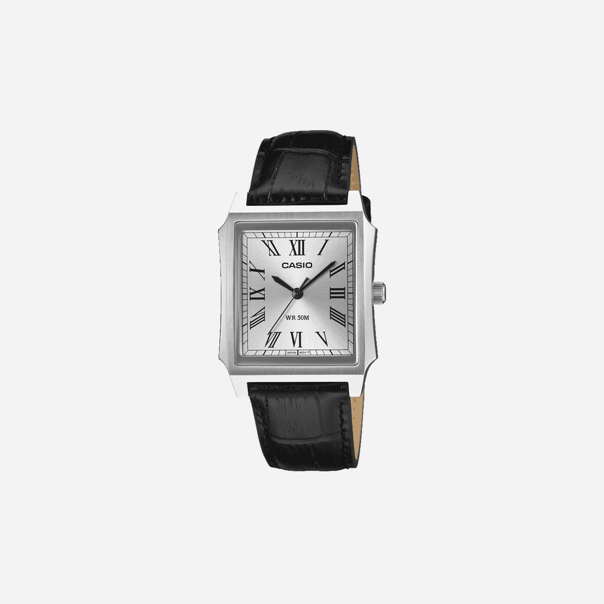 Casio Enticer MTP-B190L-7BVDF Silver Dial Black Leather Strap Watch A2546