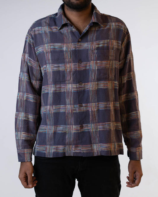 Supreme Woven Plaid Shirt Washed Navy Fw23