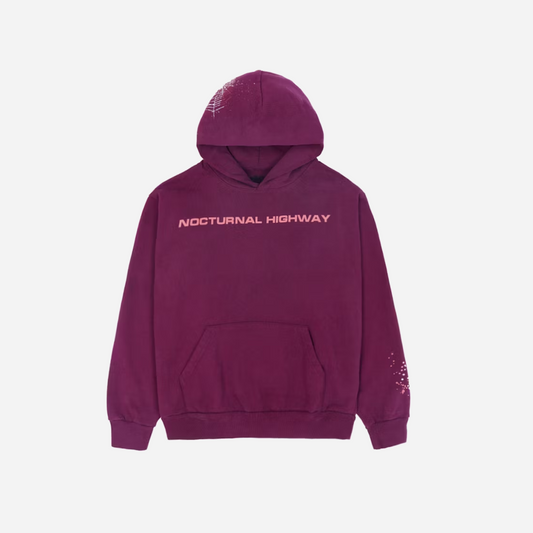 Sp5der Nocturnal Highway Hoodie Dark Purple