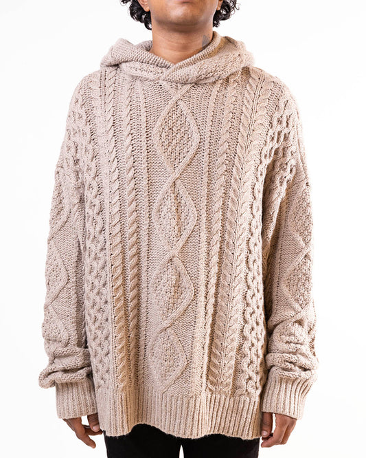 Fear Of God Essentials Cable Knit Hoodie Core Heather