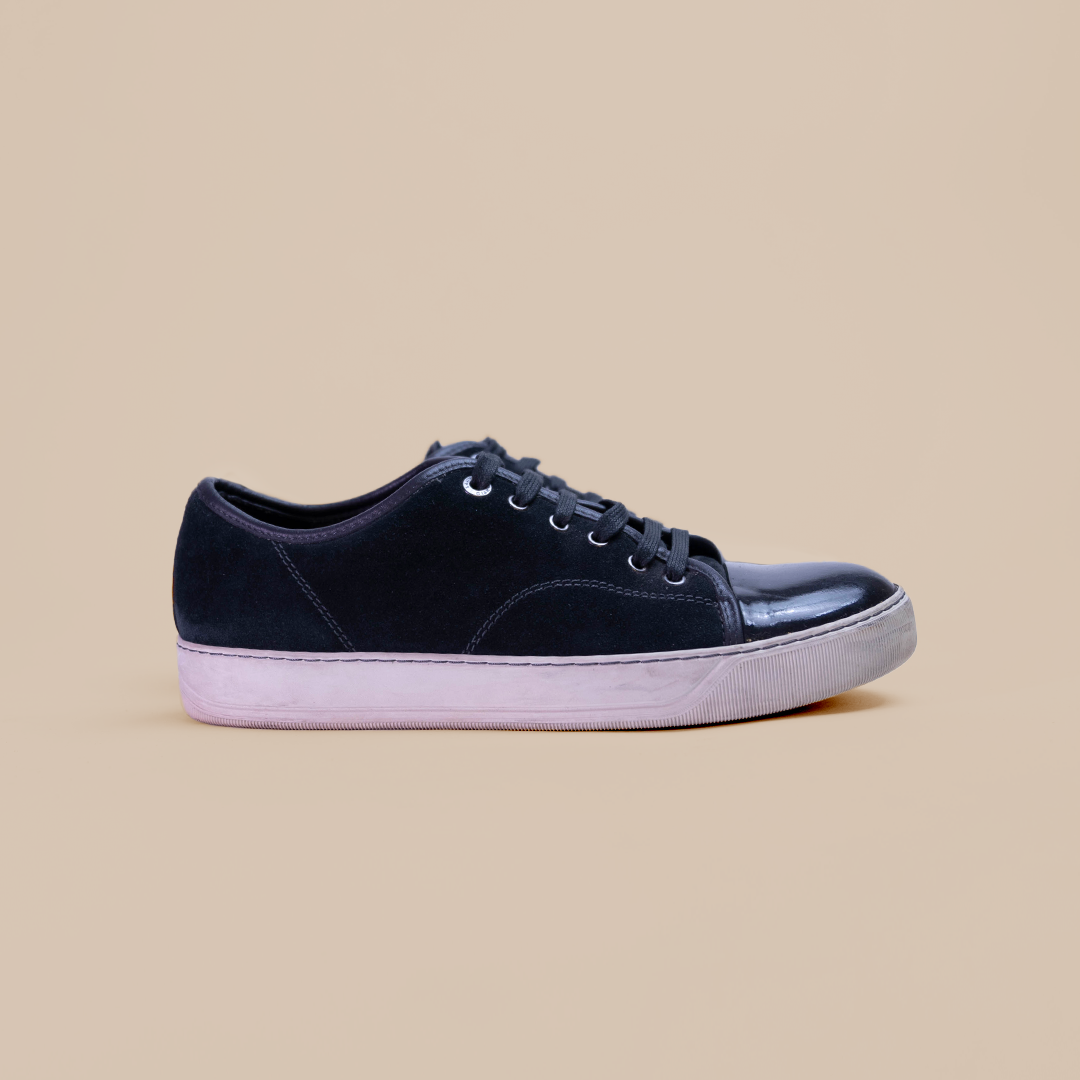 LANVIN DBB1 SUEDE AND PATENT LEATHER SNEAKERS BLUE