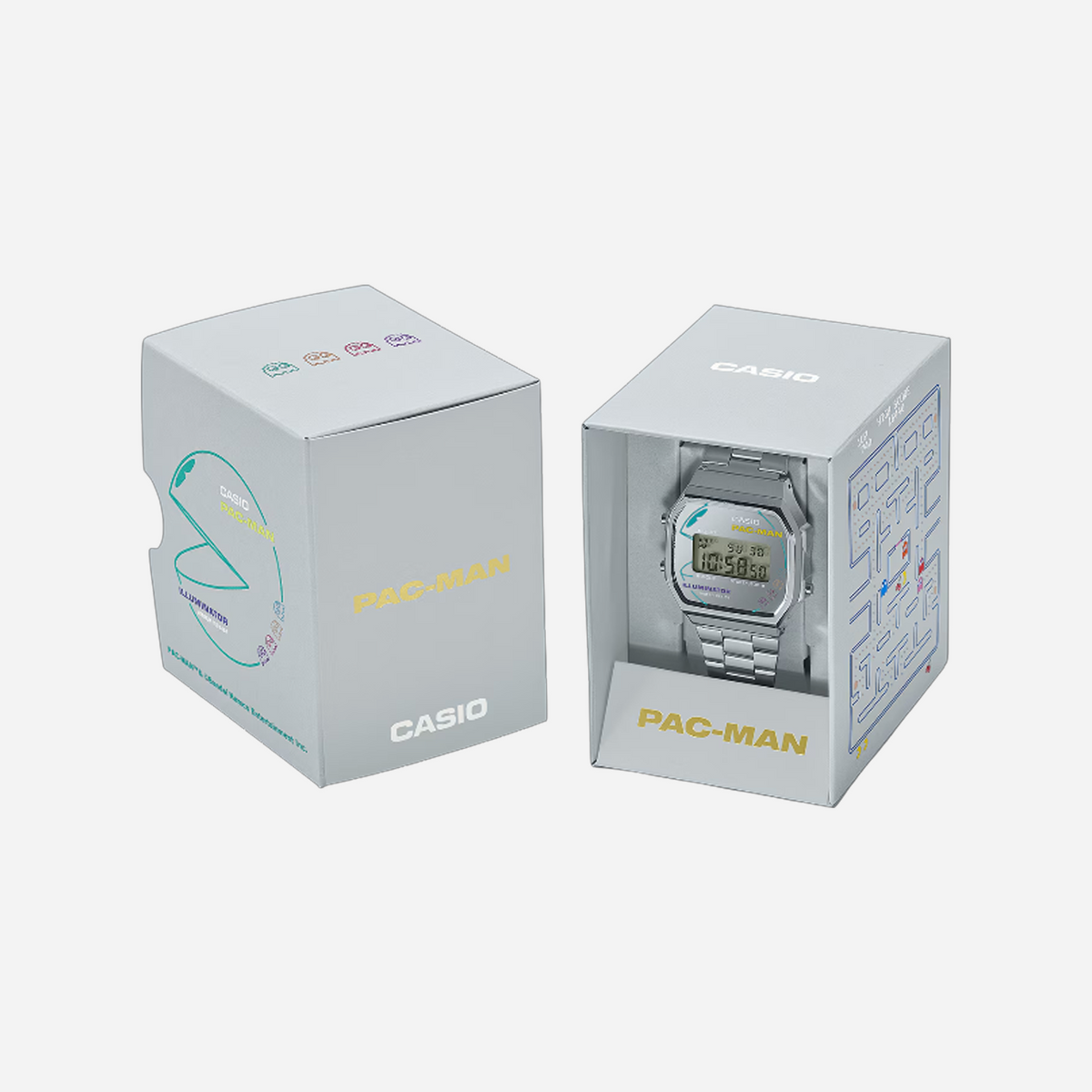 Casio Vintage A168WEPC-7ADR PAC-MAN Limited Edition Quartz Silver Dial Digital Stainless Steel Watch