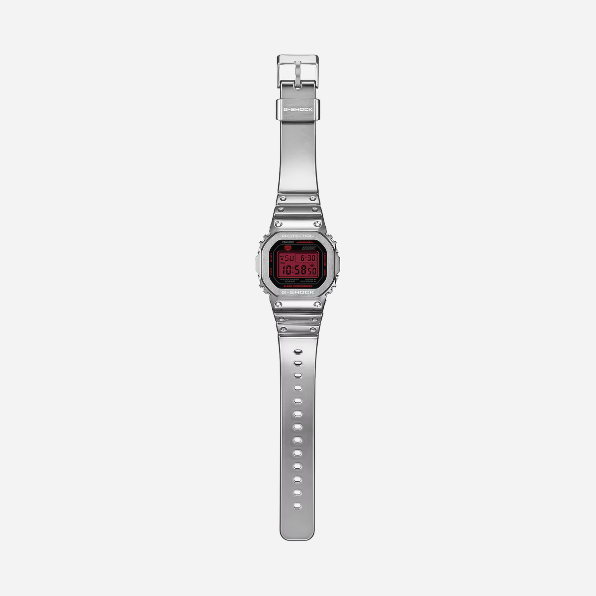 Casio G-Shock GM5600YRA-8 Fine Metallic Series Silver Red Square Digital Watch
