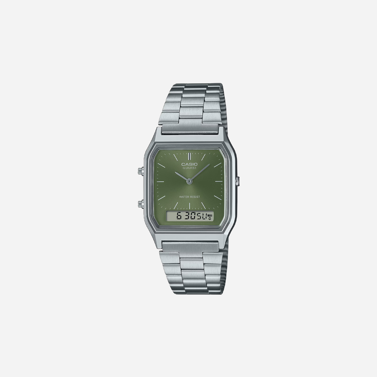 Casio Vintage AQ-230A-3AMQYDF Quartz Green Dial Analog-Digital Stainless