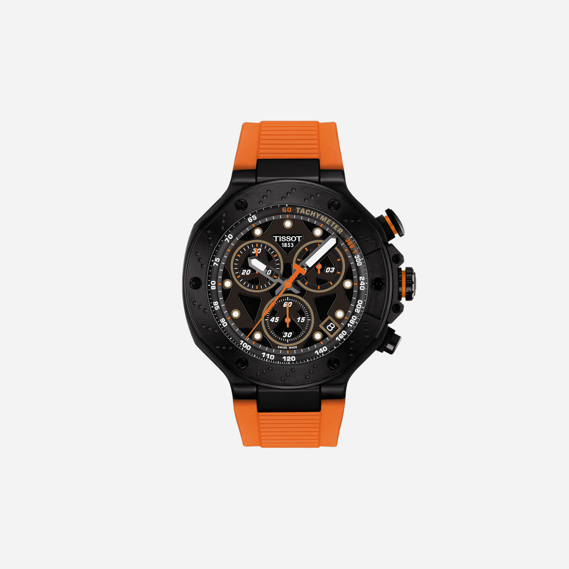 Tissot T-Race Quartz Chronograph Black Dial Orange Rubber Strap