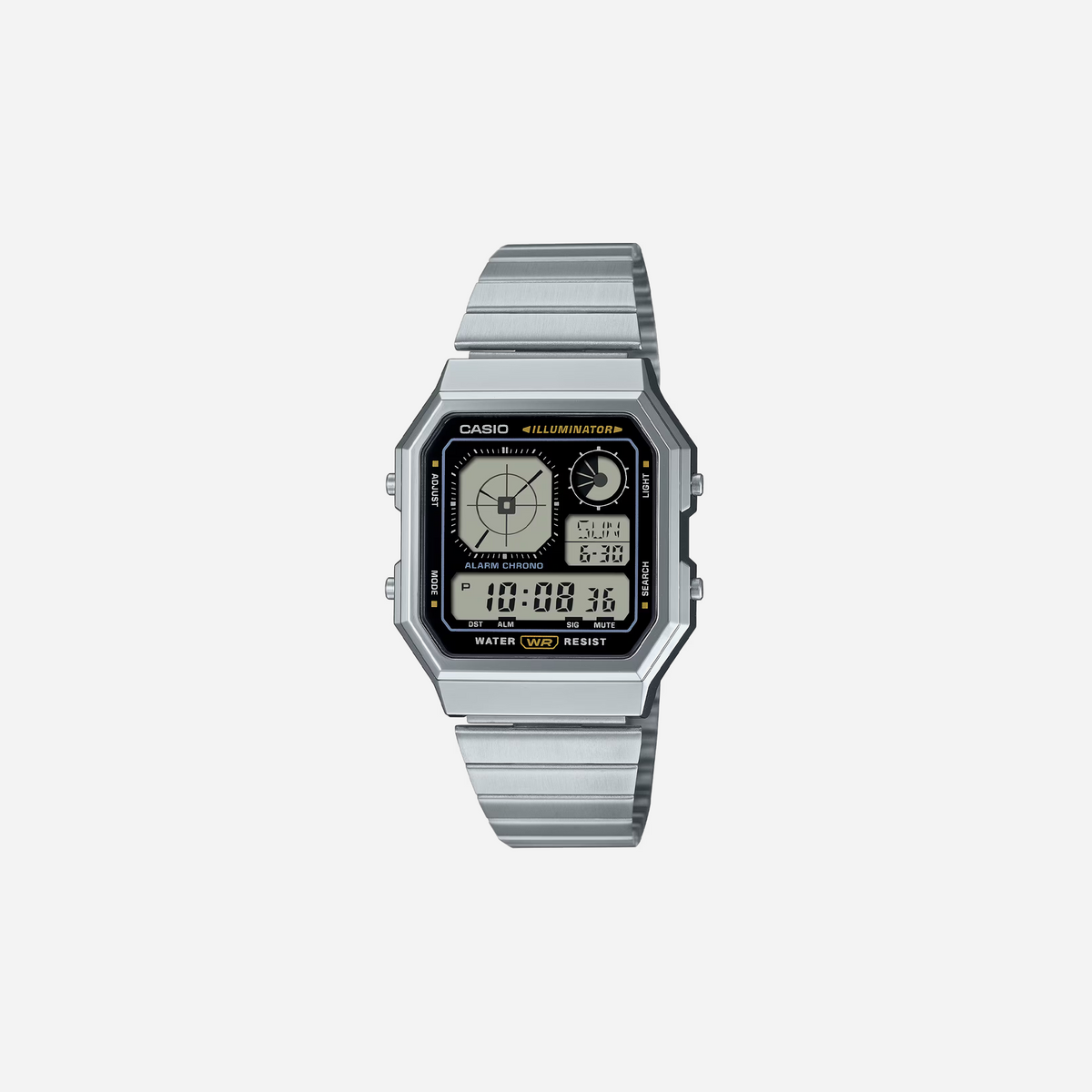 Casio Vintage A130WE-1ADF Quartz Black Dial Digital Stainless Steel Illuminator Watch
