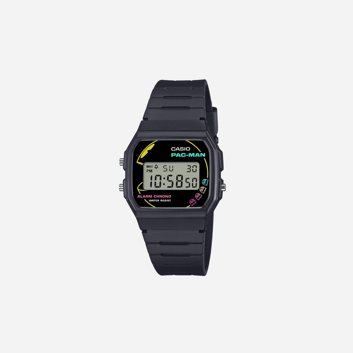 Casio Youth F-91WPC-1ADR Pac-Man Limited Edition Quartz Black Dial Digital Resin Watch
