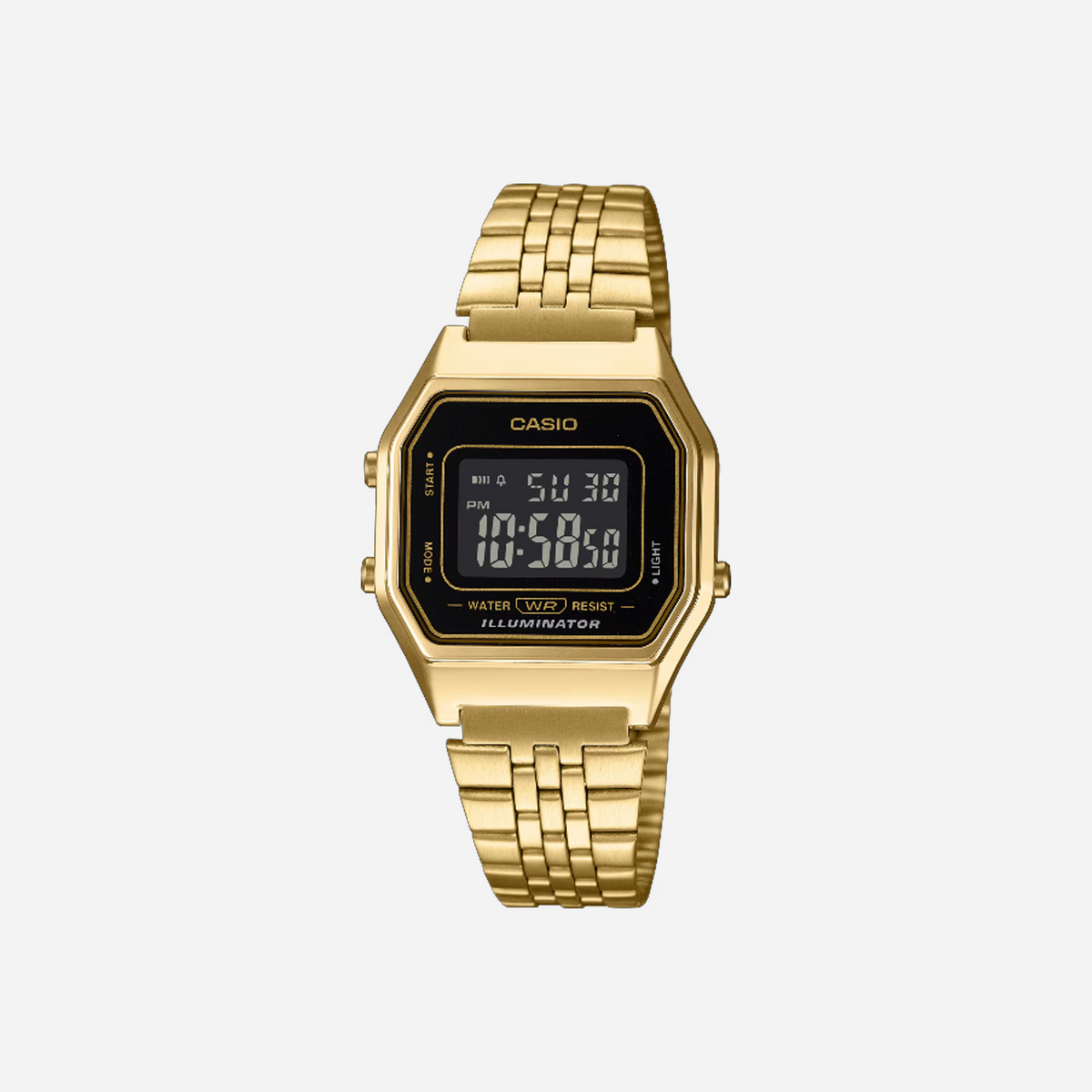 Casio Unisex-Adult Vintage LA680WGA-1BDF Black Digital Dial Gold Stainless Steel Band D205