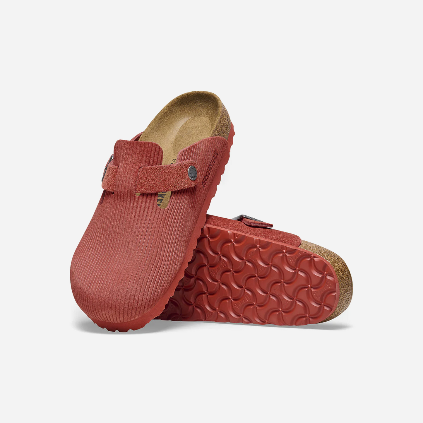 Birkenstock Boston Suede Embossed Red Red/Sienna Red