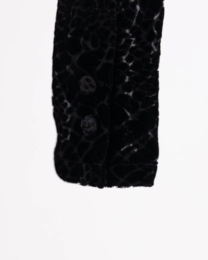 Frame Puff-Sleeved Devor√© Velvet Top - Black