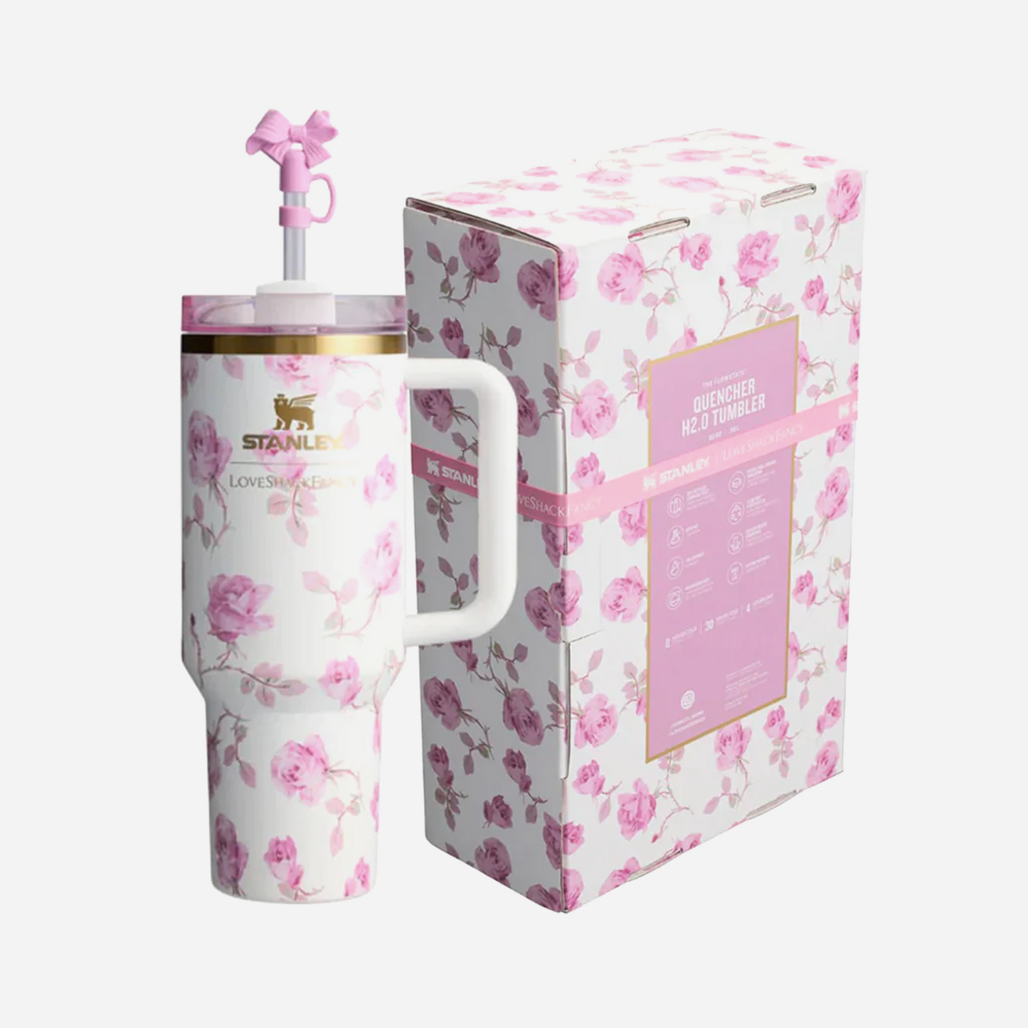 Stanley x LoveShackFancy Flowstate Quencher 40oz Tumbler RibbonRosa