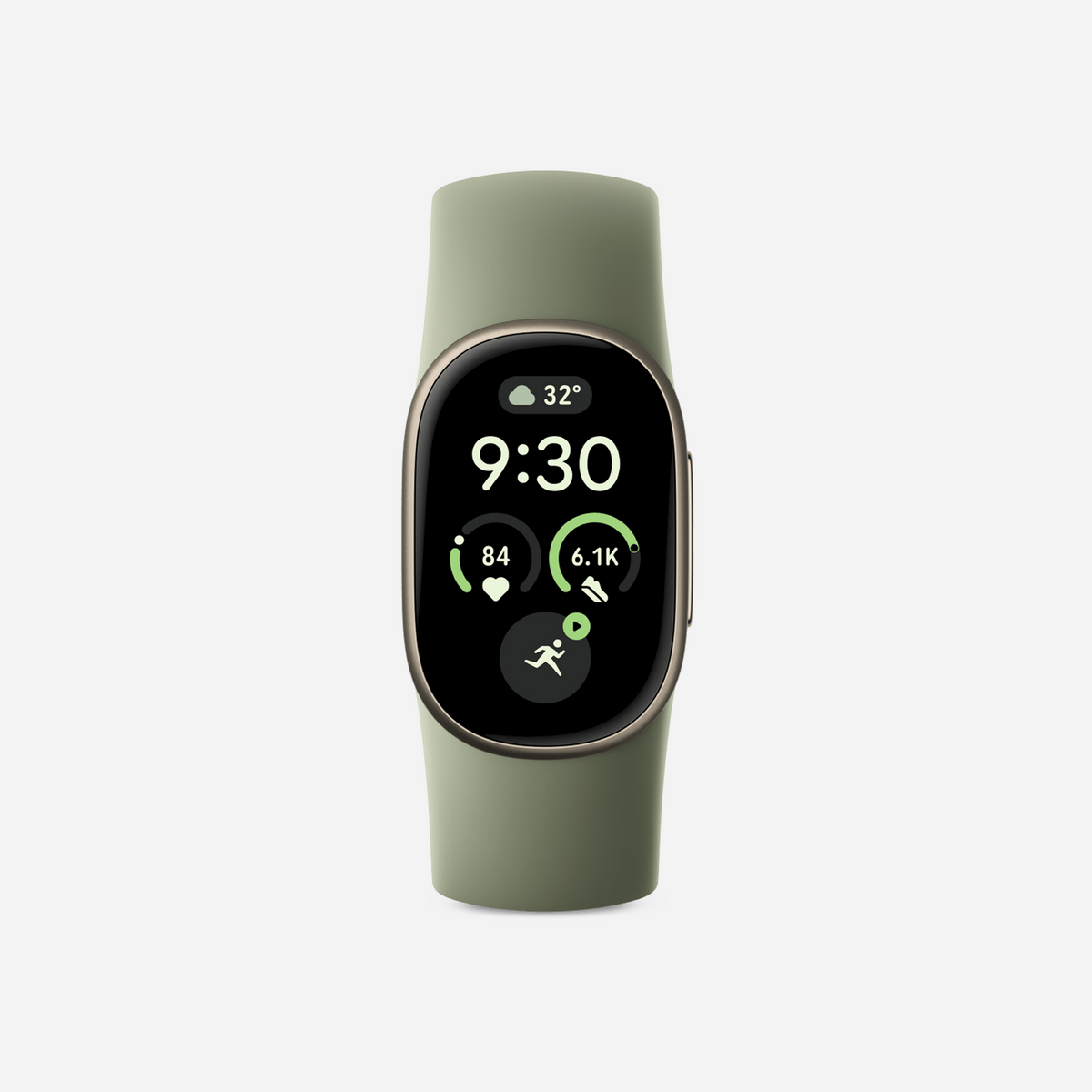 Google Fitbit Edge Classic Satin Pyrite Aluminum Case / Olive Active Band