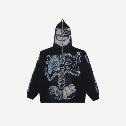 Cactus Jack by Travis Scott For Fragment Skeleton Graffiti Full Zip Hoodie 'Black'