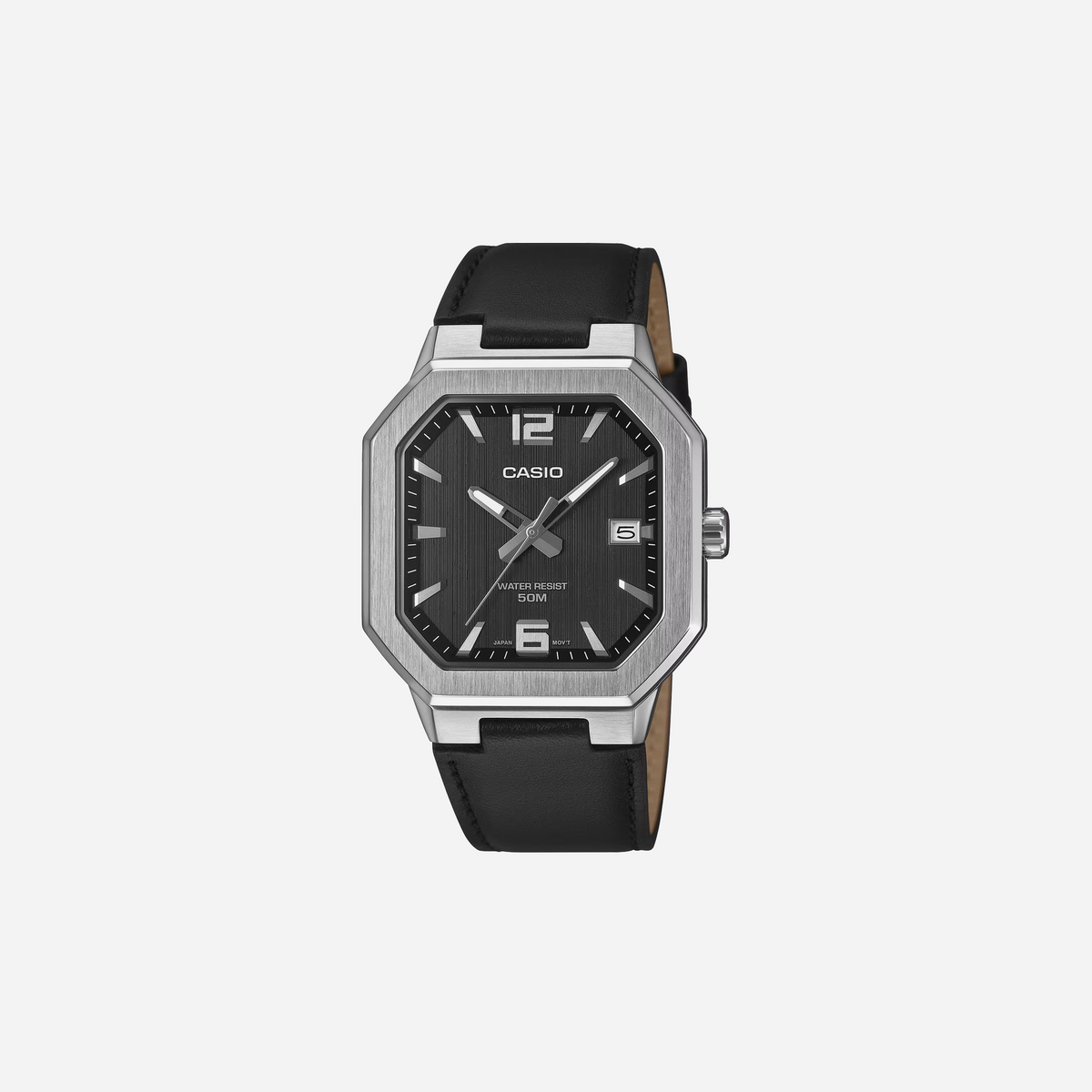 Casio Enticer MTP-B195L-1AV Black Dial Leather Strap Watch