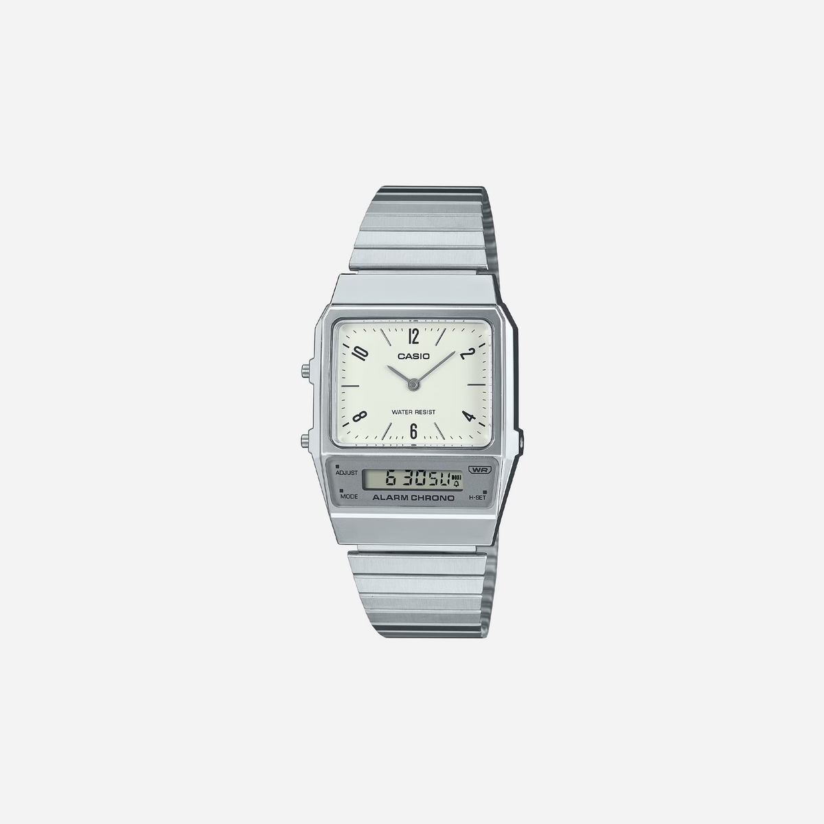 Casio Vintage AQ-800E-7A2DF Quartz White Dial Analog Digital Stainless Steel Watch
