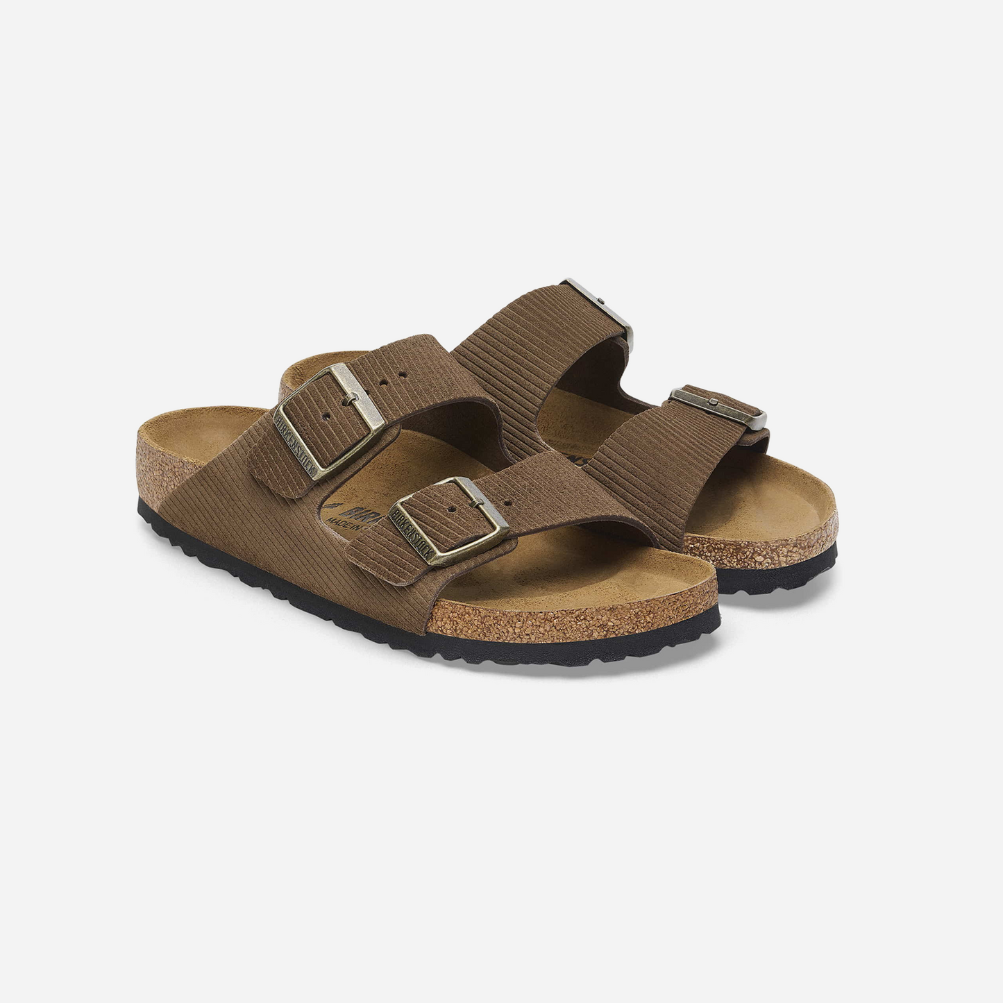 Birkenstock Arizona Suede Leather Embossed Brown/Corduroy Drak Tea