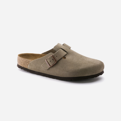 Birkenstock Boston Soft Footbed Suede Leather Gray Gray/Taupe