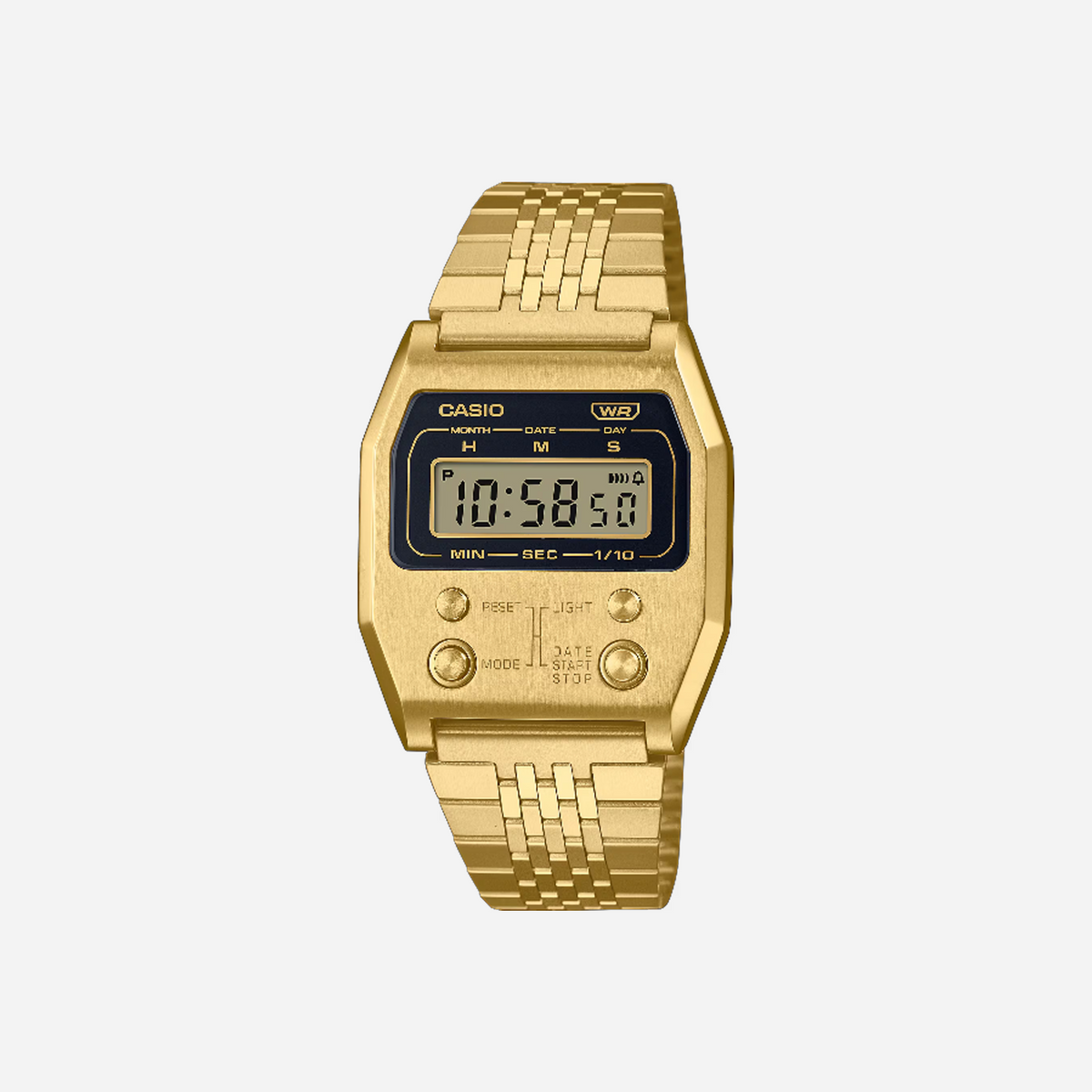 Casio Unisex Vintage A1100G-5DF Gold Digital Dial Gold Stainless Steel Band