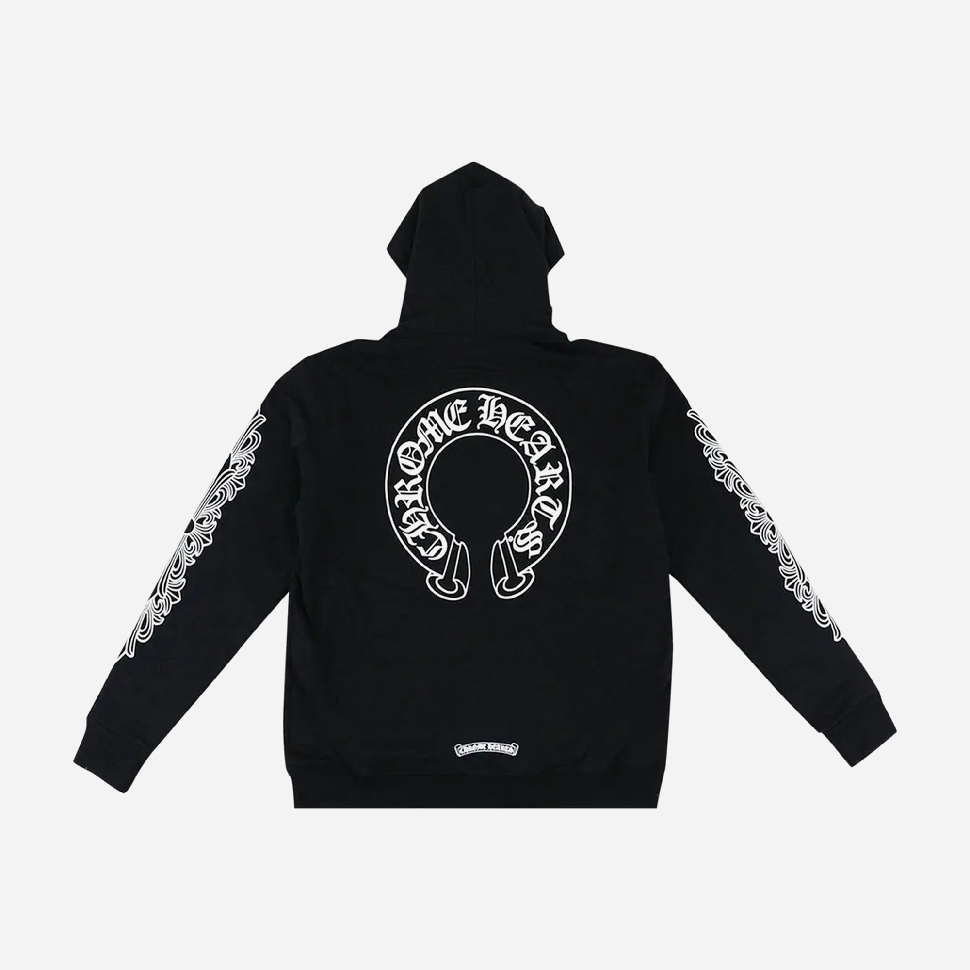 Chrome Hearts Horse shoe Floral Cross Sleeve Zip Up Hoodie Black Chrome Hearts Horse shoe Floral Cross Sleeve Zip Up Hoodie Black