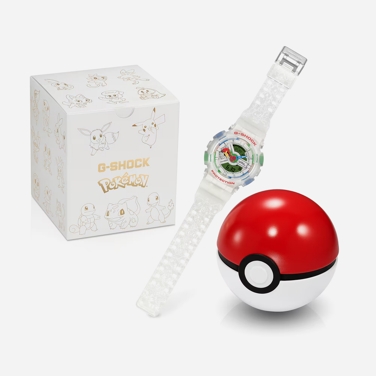 Casio G-Shock GA-110PKM-7A 30 Years of Pokemon Limited Edition White Dial Resin Strap Watch