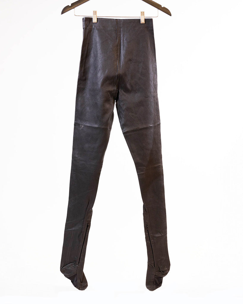 MASION MARTIN MARGIELA BY H&M BLACK LEATHER LEGINGS