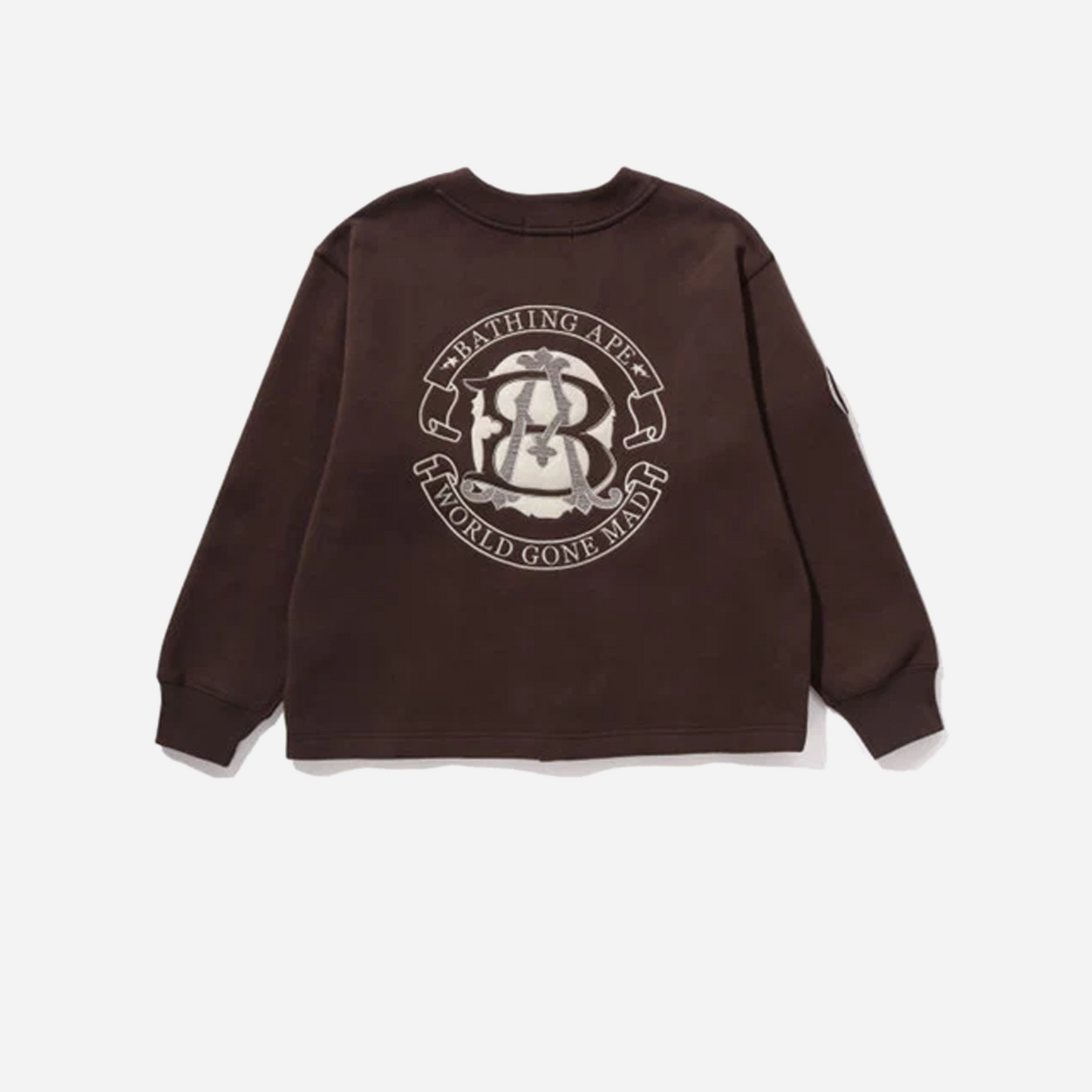 Bape Mens College Badges Brown Cardigan