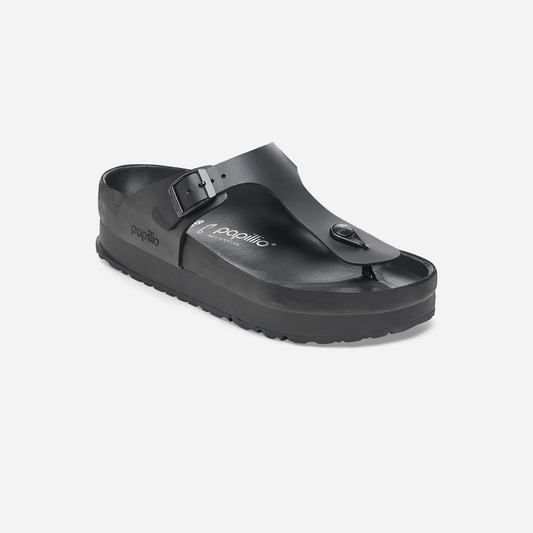 Birkenstock Gizeh Flex Platform Natural Leather Black Black