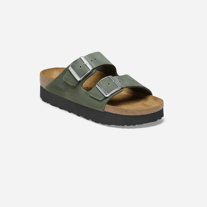 Birkenstock Arizona Platform Nubuck Leather Green Green/Thyme