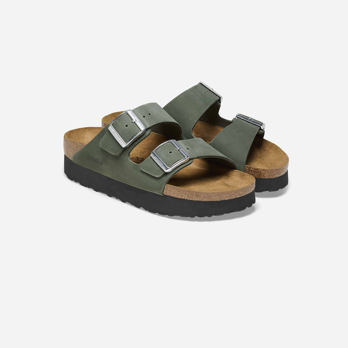 Birkenstock Arizona Platform Nubuck Leather Green Green/Thyme