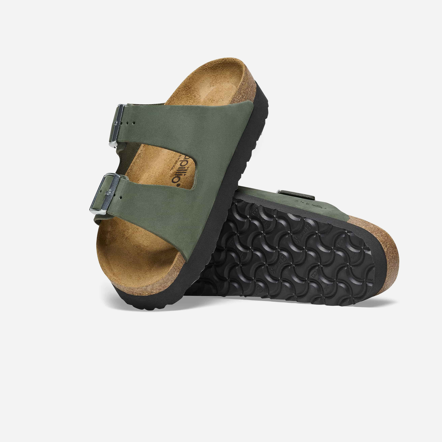 Birkenstock Arizona Platform Nubuck Leather Green Green/Thyme