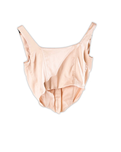 Naked Wardrobe Satin Bustier Top In Cream Tan