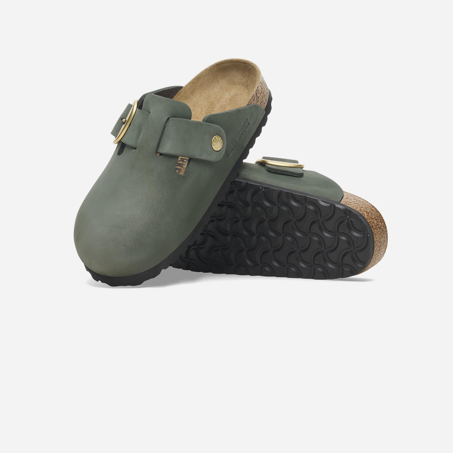 Birkenstock Boston Big Buckle Nubuk Leather Green Green/Thyme