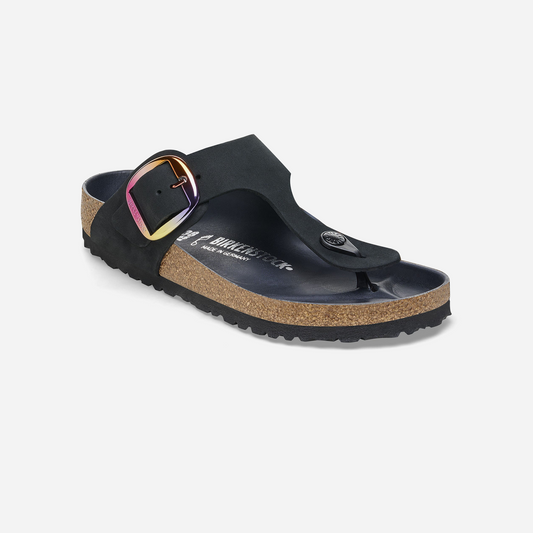 Birkenstock Gizeh Big Buckle Nubuck Leather Black Black