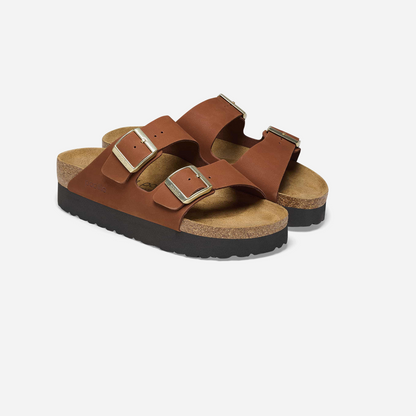 Birkenstock Arizona Platform Nubuck Leather Brown Brown/Pecan