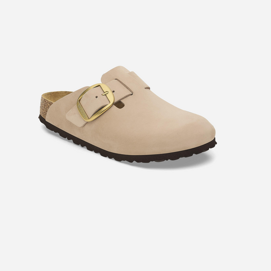 Birkenstock Boston Big Buckle Nubuk Leather Beige Beige/Sandcastle