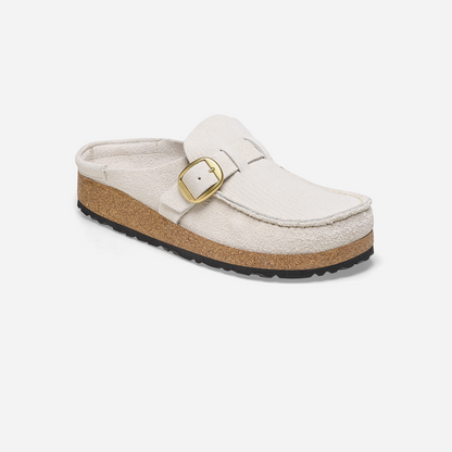 Birkenstock Buckley Suede Embossed White White/Corduroy Antique White